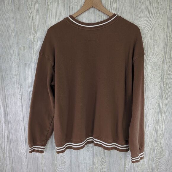 Good fellow & Co Men’s Large Brown White Striped Pullover Crewneck Sweater - Picture 3 of 6